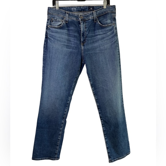 AG Mari Crop Slim Straight Jeans Size 32 High Rise Stretch Denim Faded Wash - Picture 3 of 11